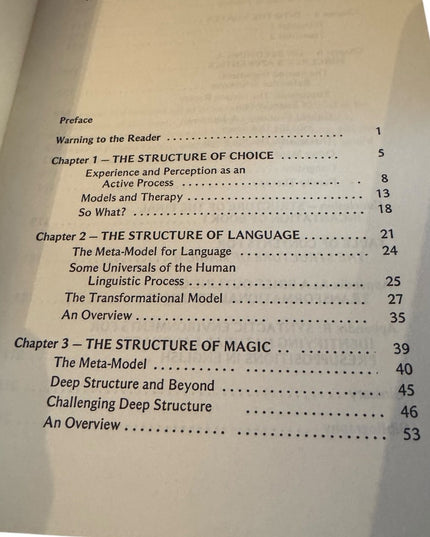 The Structure of Magic, Vol. 1
Book Richard Bandler NEW AGE SC OOP 1975