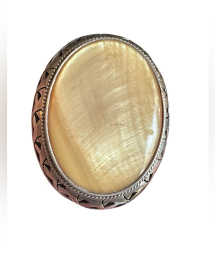 LG Sterling silver 925 Statment MOP Mother of pearl oval design pendant brooch