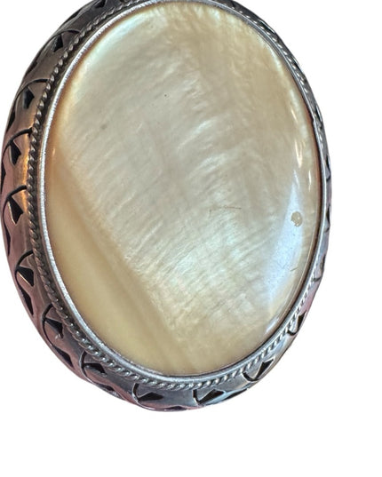 LG Sterling silver 925 Statment MOP Mother of pearl oval design pendant brooch