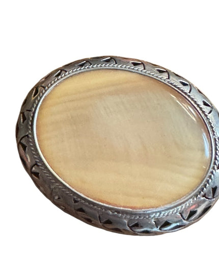 LG Sterling silver 925 Statment MOP Mother of pearl oval design pendant brooch