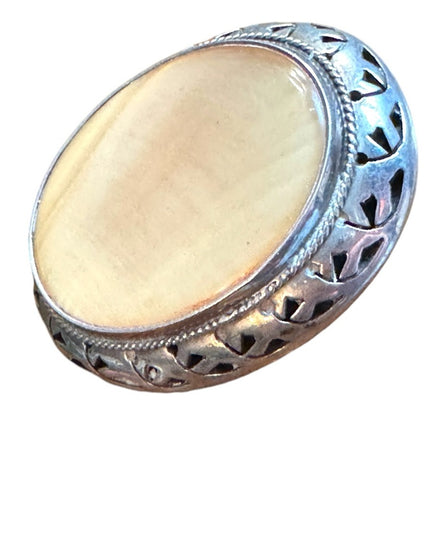 LG Sterling silver 925 Statment MOP Mother of pearl oval design pendant brooch