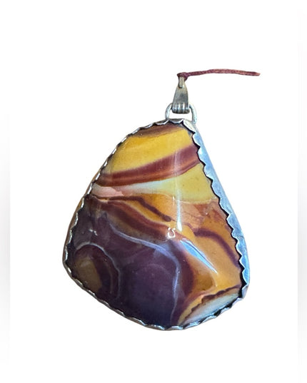 Lovely handmade large lace agate triangle pendant
