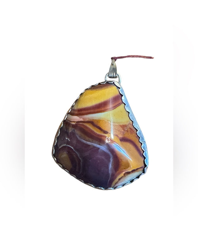 Lovely handmade large lace agate triangle pendant