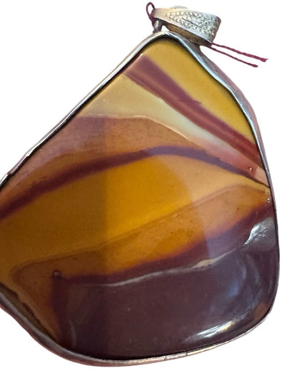 Lovely handmade large lace agate triangle pendant