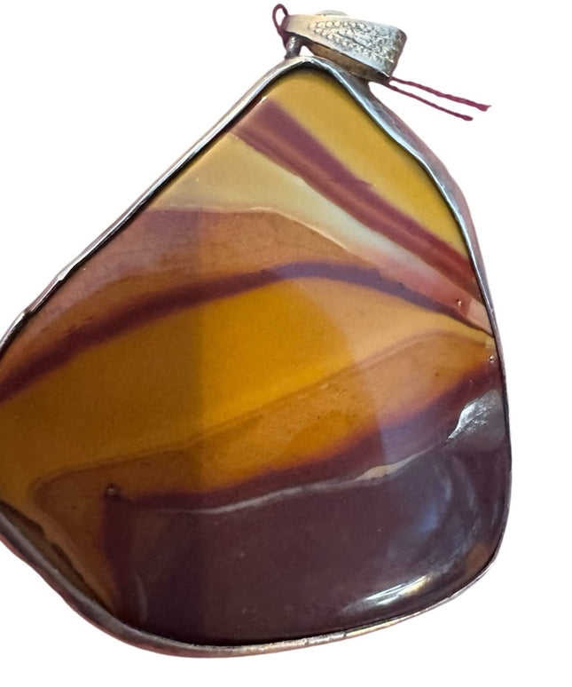 Lovely handmade large lace agate triangle pendant