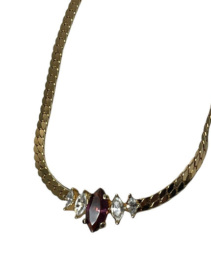 Vintage 1980s C DIOR Purple crystal choker gold finish necklace