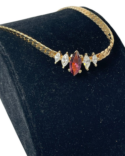 Vintage 1980s C DIOR Purple crystal choker gold finish necklace