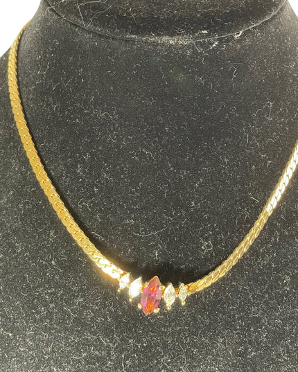 Vintage 1980s C DIOR Purple crystal choker gold finish necklace