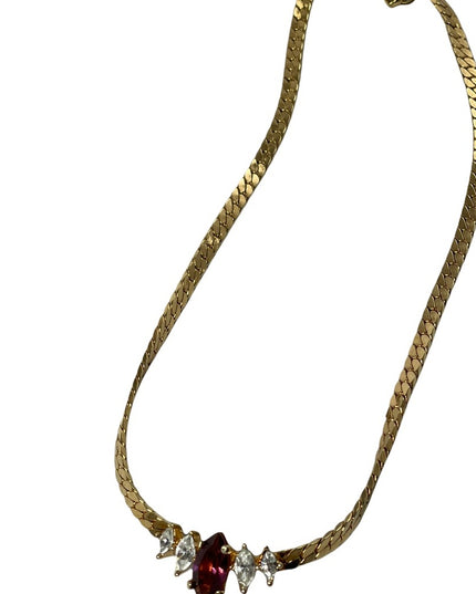 Vintage 1980s C DIOR Purple crystal choker gold finish necklace