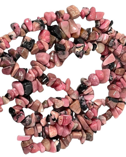 Large vintage Heavy rhodonite chip necklace 34”