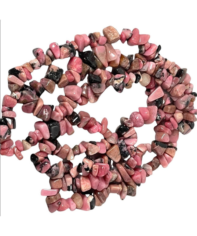 Large vintage Heavy rhodonite chip necklace 34”