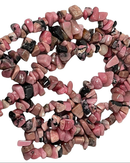Large vintage Heavy rhodonite chip necklace 34”