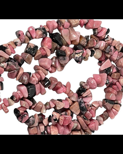 Large vintage Heavy rhodonite chip necklace 34”
