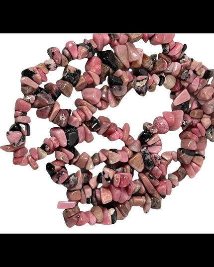 Large vintage Heavy rhodonite chip necklace 34”