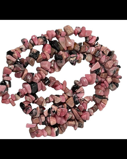 Large vintage Heavy rhodonite chip necklace 34”