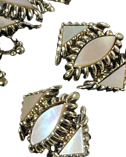 Vintage 1960s Faux MOP chunky bracelet & matching  clip on earrings anti…