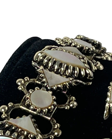 Vintage 1960s Faux MOP chunky bracelet & matching  clip on earrings anti…
