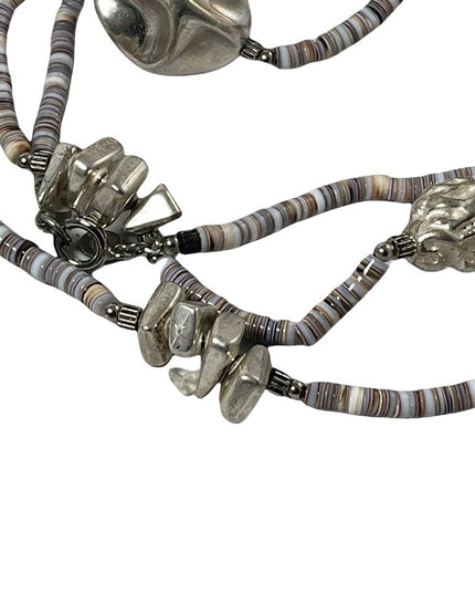 - Vintage Sandra David silver & shell fancy necklace 32”