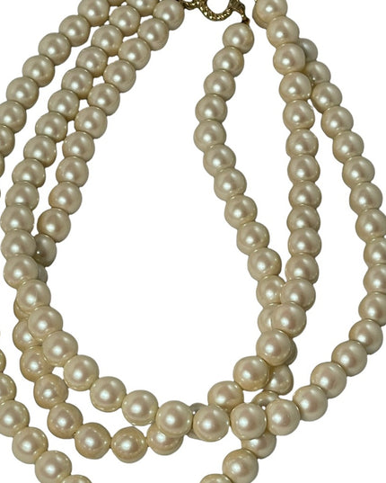 Vintage 3 strand faux pearl fancy necklace