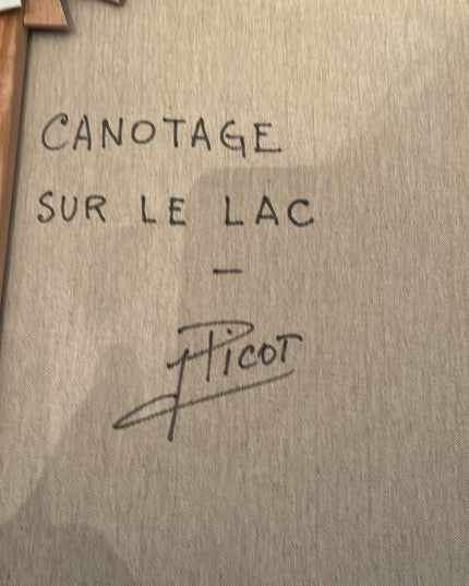 - Jean Claude Picot Signed gallery canvas Oil  painting Canotage Sur Le La…