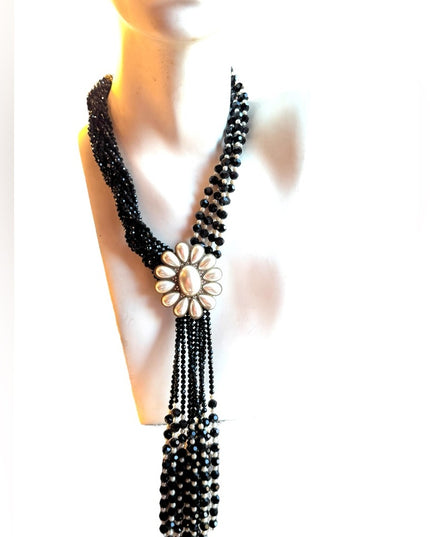 Lovely black crystal faux pearl large Heidi Daus statement piece