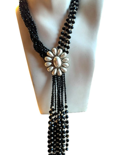 Lovely black crystal faux pearl large Heidi Daus statement piece