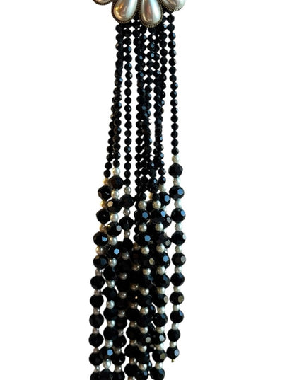 Lovely black crystal faux pearl large Heidi Daus statement piece