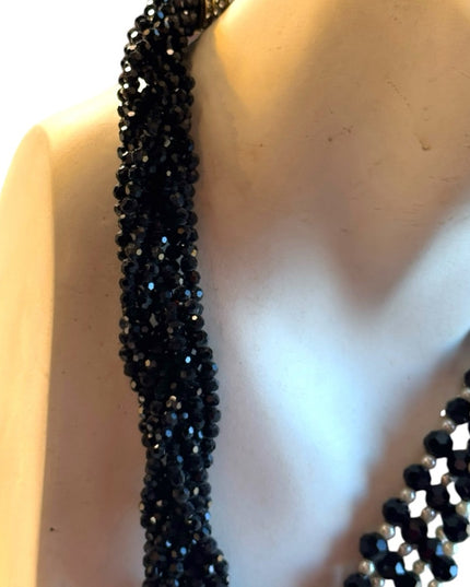Lovely black crystal faux pearl large Heidi Daus statement piece