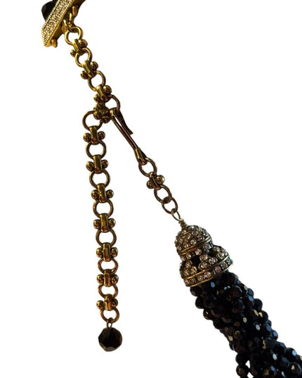 Lovely black crystal faux pearl large Heidi Daus statement piece