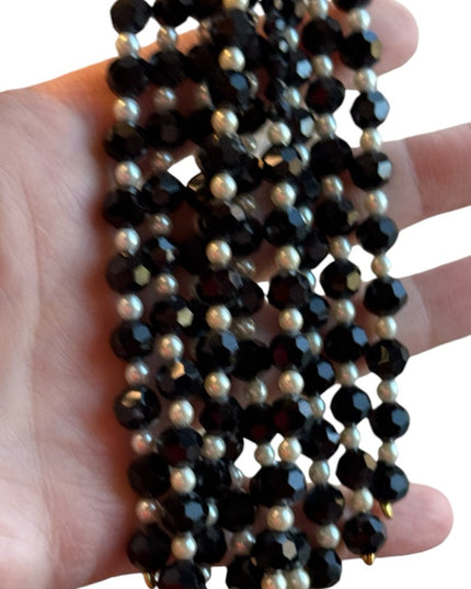 Lovely black crystal faux pearl large Heidi Daus statement piece