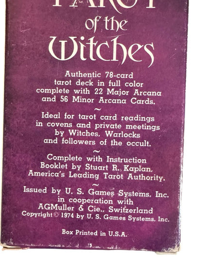 C1974 Tarot of the Witches Vintage Deck Oracle 1st Printing AGMULLER RARE OOP