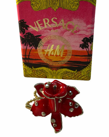 - Versace For H&M Red flower ring in BOX SZ LG Hibiscus 🌺