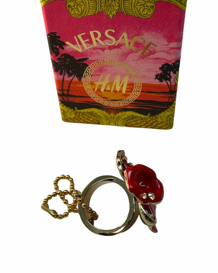 - Versace For H&M Red flower ring in BOX SZ LG Hibiscus 🌺