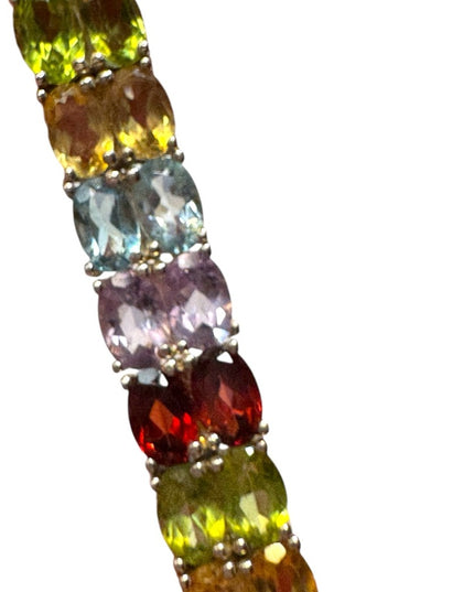 Stunning sterling silver 925 multi gemstone tennis bracelet