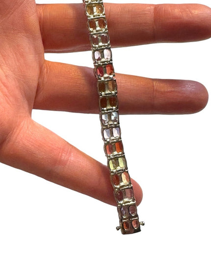 Stunning sterling silver 925 multi gemstone tennis bracelet