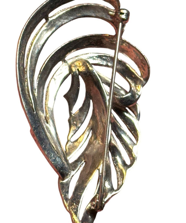Vintage art deco feather sterling ailver 925 marcasite brooch
