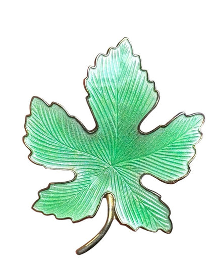 Vintage 1950’s Enamel Gold Maple Leaf Brooch Pin, Nature Jewelry