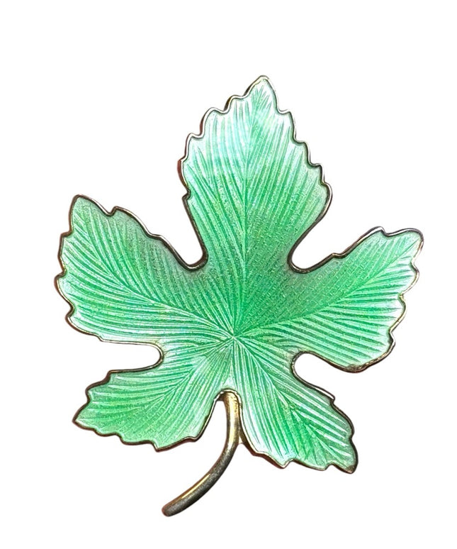 Vintage 1950’s Enamel Gold Maple Leaf Brooch Pin, Nature Jewelry