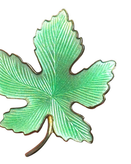 Vintage 1950’s Enamel Gold Maple Leaf Brooch Pin, Nature Jewelry