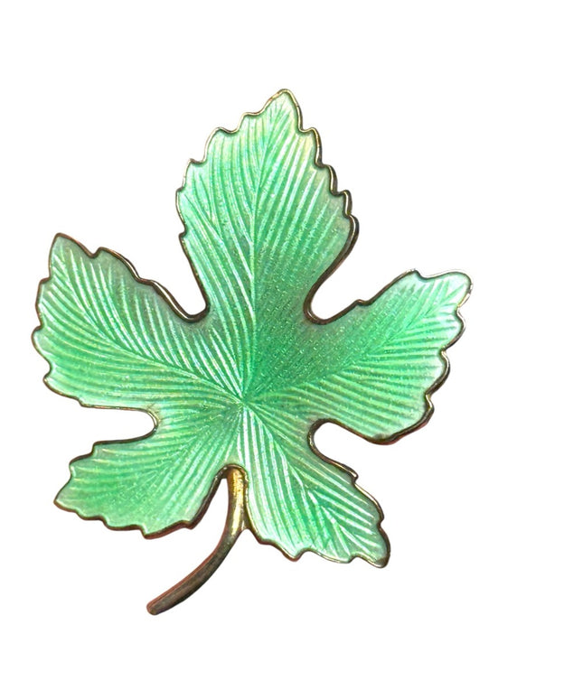 Vintage 1950’s Enamel Gold Maple Leaf Brooch Pin, Nature Jewelry