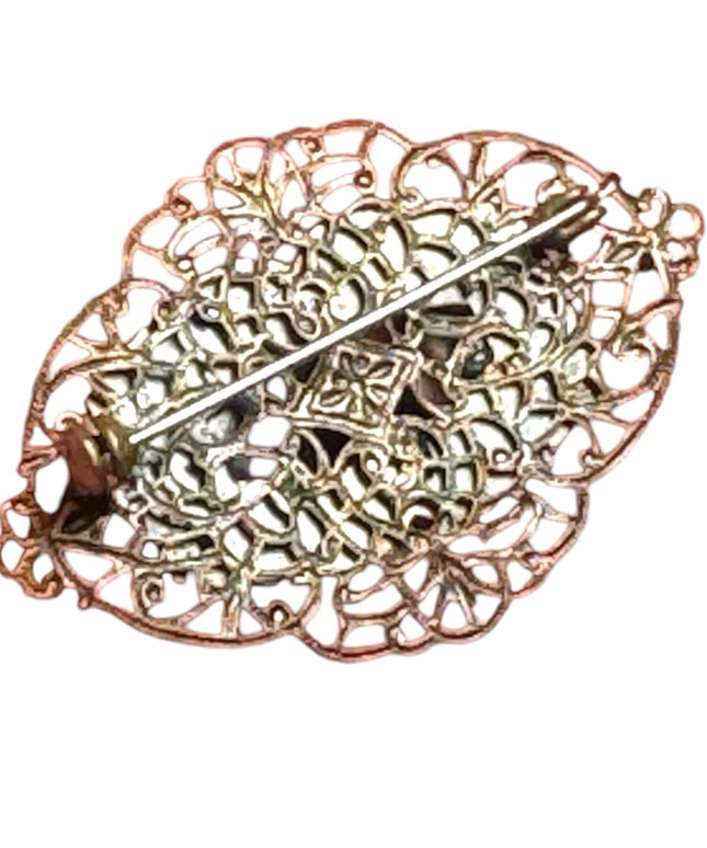 Vintage Czech Oval Gablonz unsigned Buddha brooch Max Neiger style