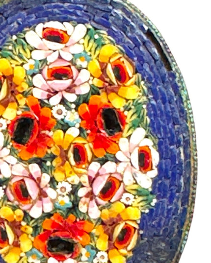 Large Early Italy 20thc Micro Mosaic glass flower handmade pendant