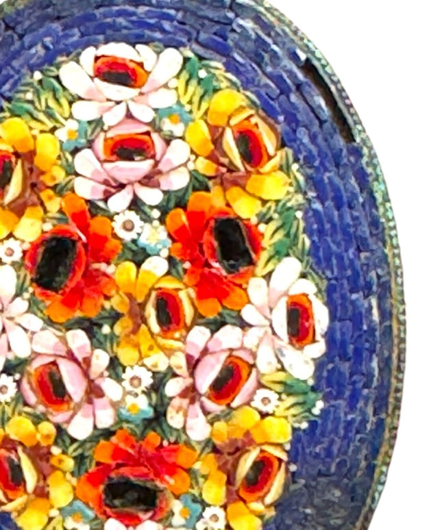 Large Early Italy 20thc Micro Mosaic glass flower handmade pendant