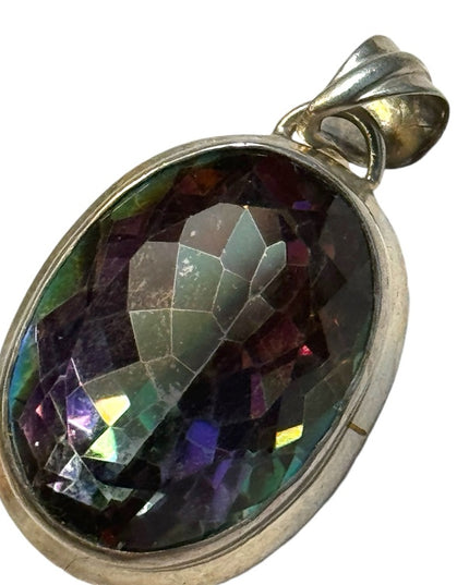 Large strrling silver mystic topaz oval 925 pendant