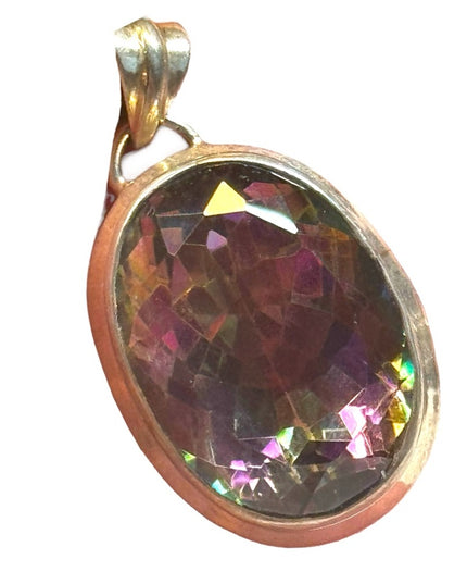 Large strrling silver mystic topaz oval 925 pendant