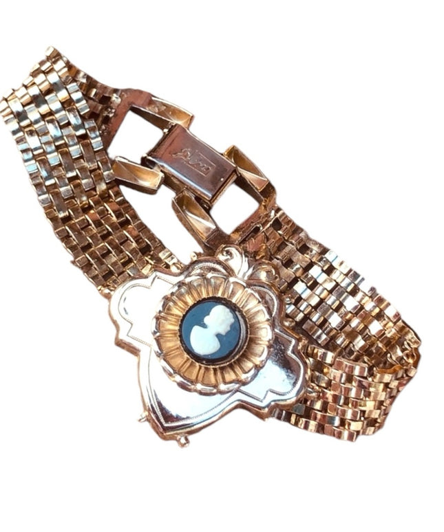 - Vintage 1960s Pegasus Coro Cameo bracelet Victorian revival gold