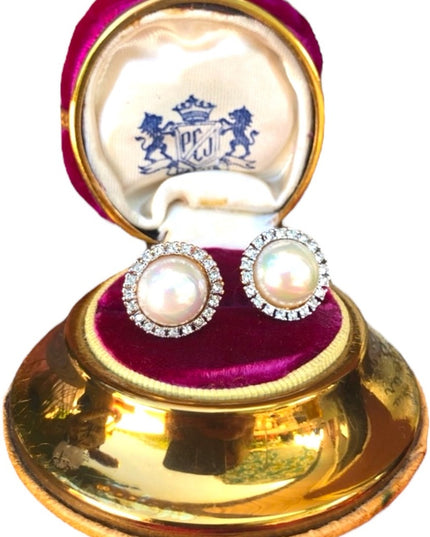 NINA RICCI  pearl earrings with swarovski gold plate