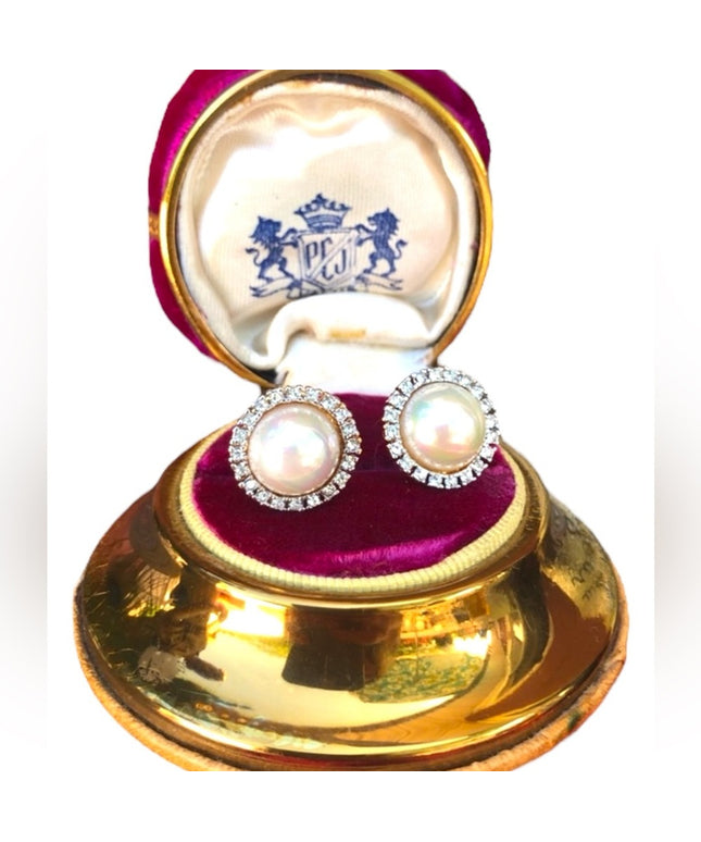 NINA RICCI  pearl earrings with swarovski gold plate