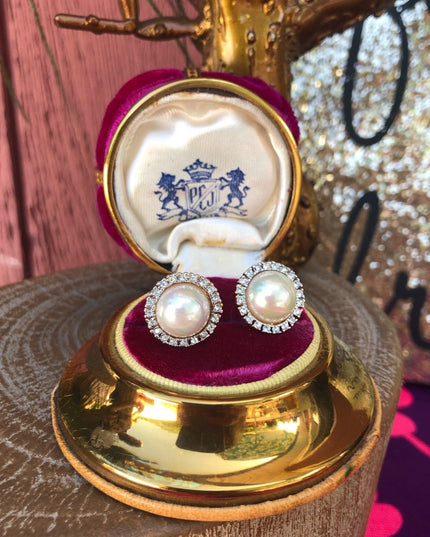 NINA RICCI  pearl earrings with swarovski gold plate