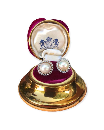 NINA RICCI  pearl earrings with swarovski gold plate